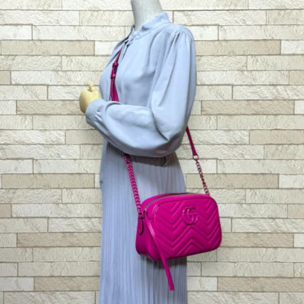Gucci GG Shoulder Marmont Pink Bag Leather
